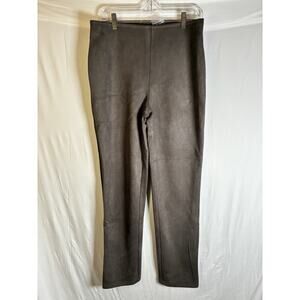 Marla Wynne Pants Size 12 Classic Fall staple Brown Stretch High Rise Faux Suede